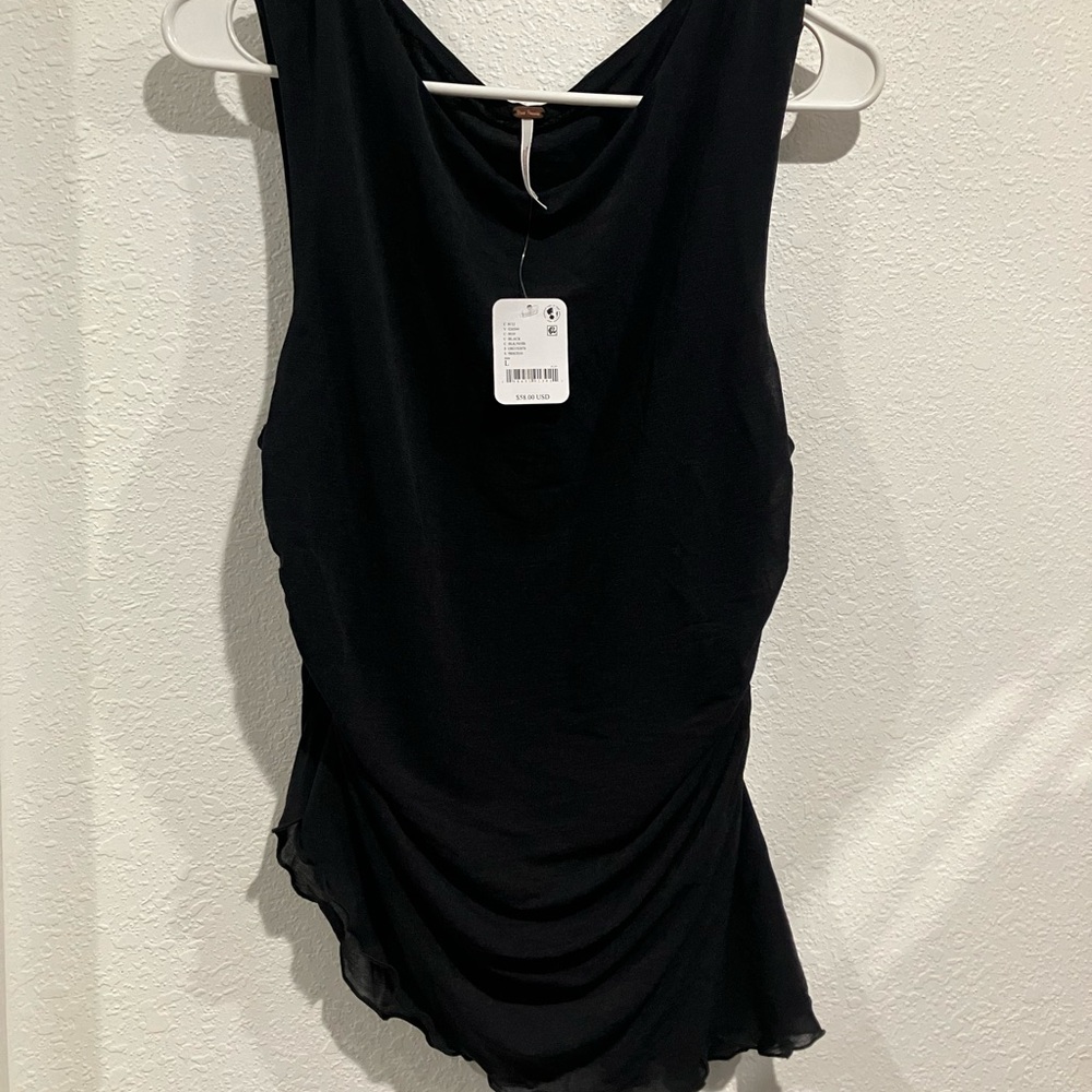 Free People Black Sleeveless Blouse